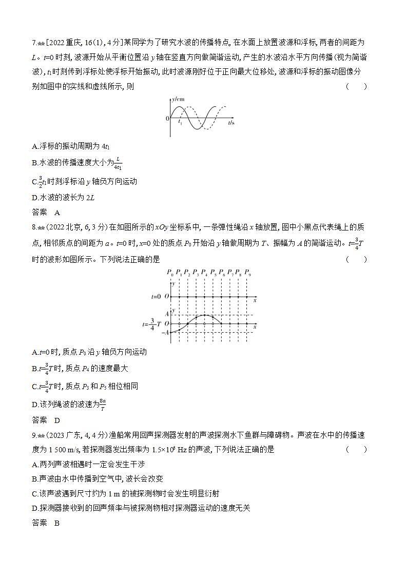 广东版高考物理复习专题八机械振动与机械波练习含答案第3页