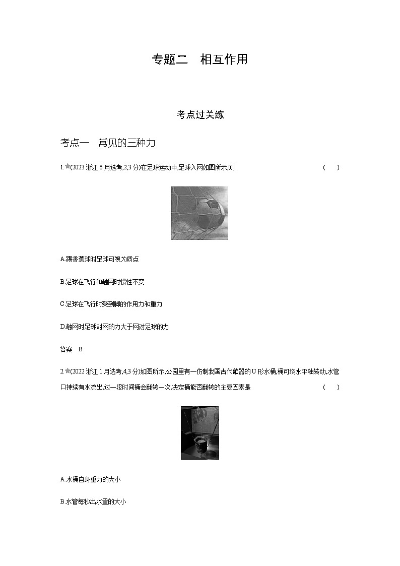 江苏版高考物理复习专题二相互作用练习含答案第1页