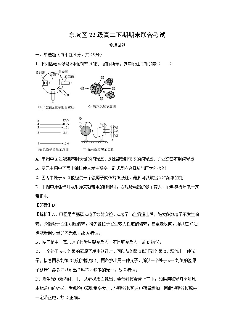 [物理][期末]四川省眉山市东坡区2023-2024学年高二下学期6月期末联合考试试题(解析版)第1页