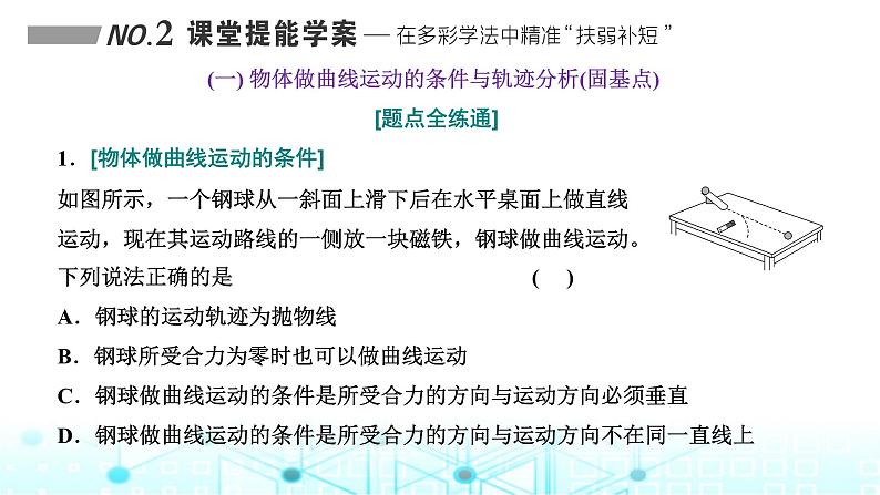 高考物理一轮复习必修第二册第四章曲线运动万有引力与航天第一讲曲线运动运动的合成与分解课件第5页