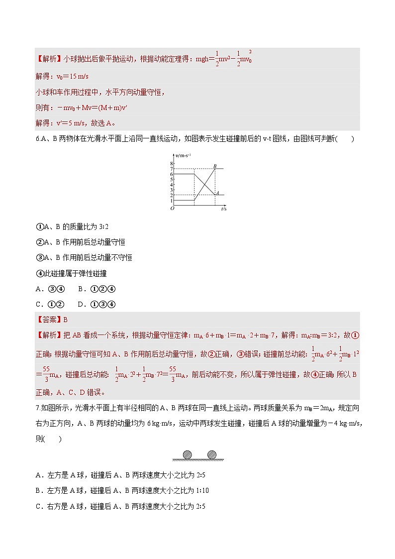 人教版（2019）高中物理选择性必修第一册 1.5《弹性碰撞和非弹性碰撞》分层练习（原卷+解析卷）03