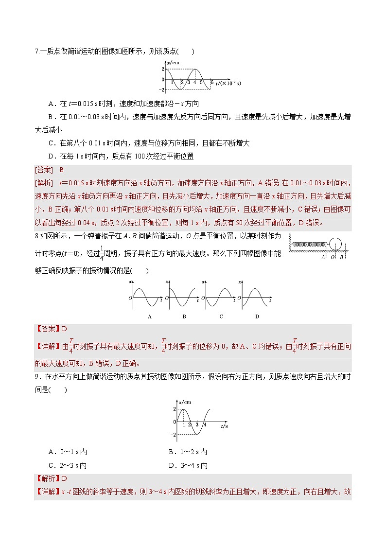 人教版（2019）高中物理选择性必修第一册 2.1《简谐运动》分层练习（原卷+解析卷）03