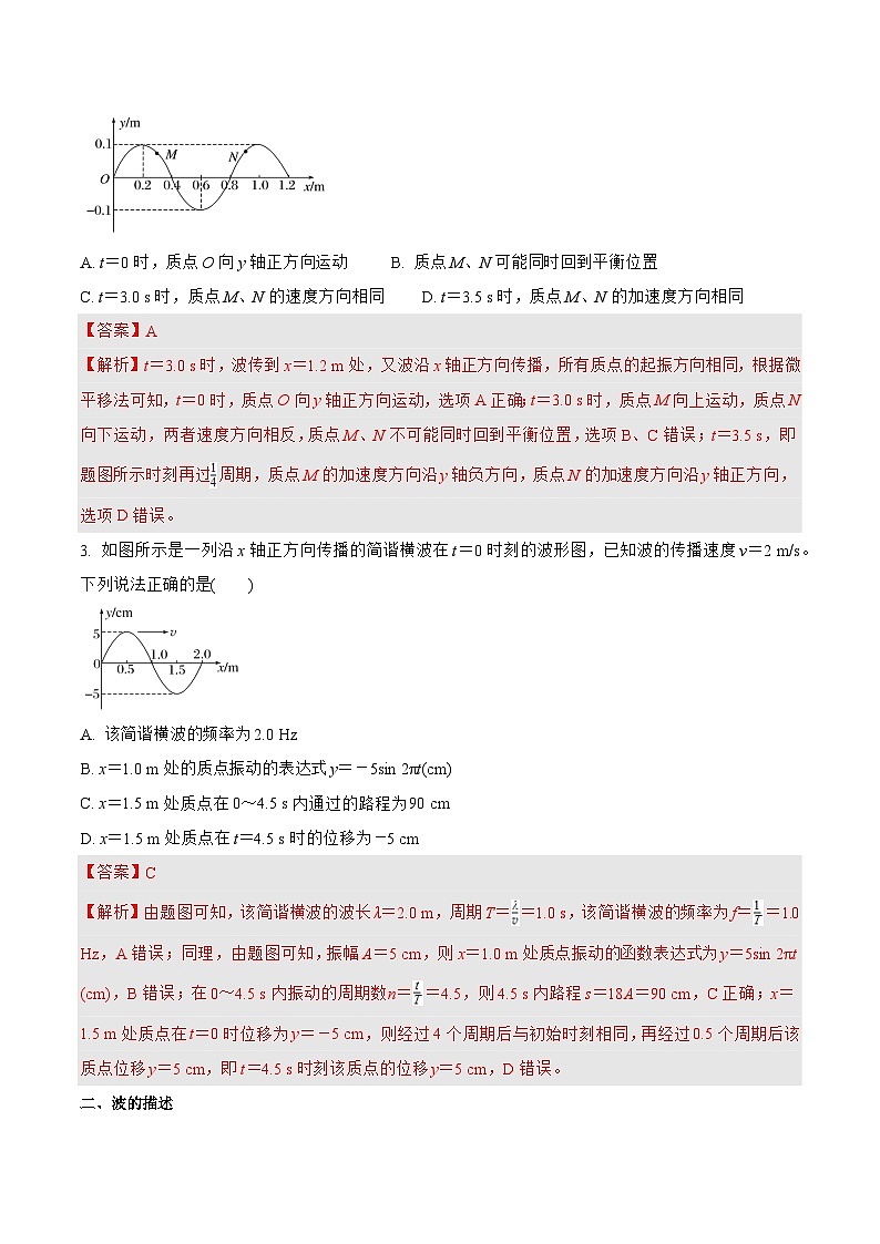 人教版（2019）高中物理选择性必修第一册 3.2《波的描述》分层练习（原卷+解析卷）02