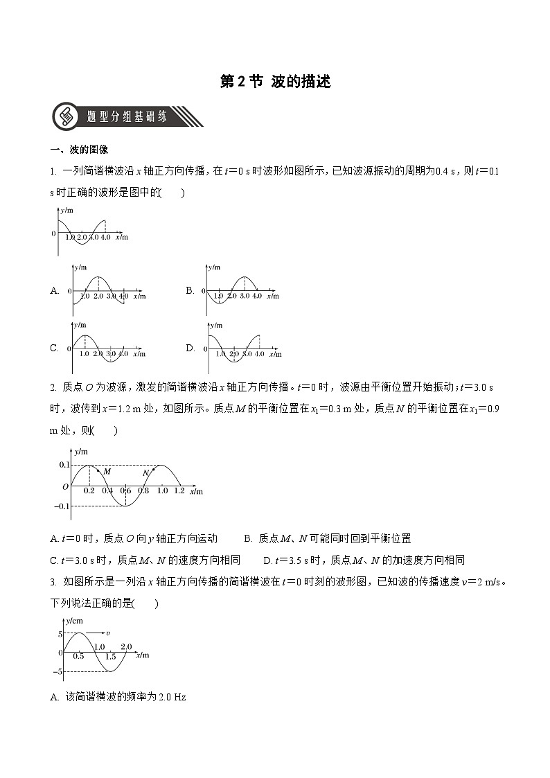 人教版（2019）高中物理选择性必修第一册 3.2《波的描述》分层练习（原卷+解析卷）01