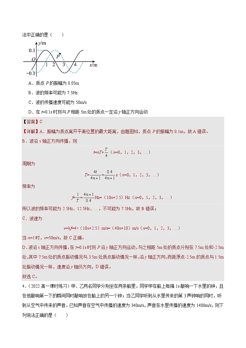 人教版（2019）高中物理选择性必修第一册 第三章《机械波》单元检测（原卷+解析卷）02