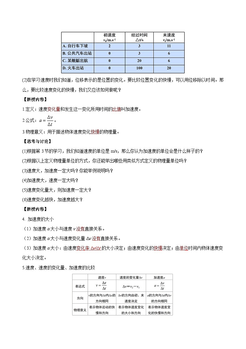 人教版（2019）高中物理必修第一册 1.4《速度变化快慢的描述——加速度》导学案（解析卷）第3页