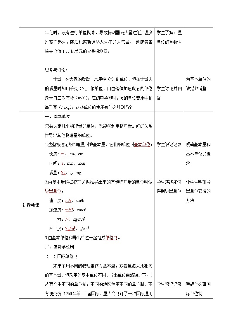人教版（2019）高中物理必修第一册 4.4《力学单位制》教案03