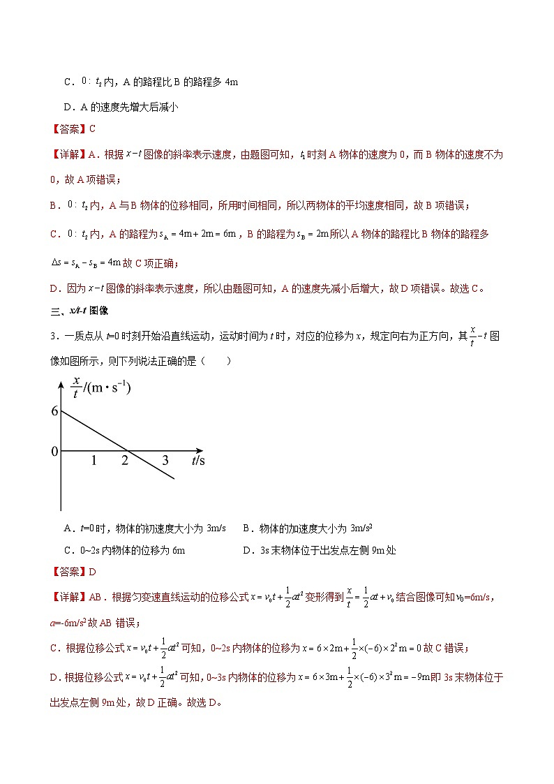 人教版（2019）高中物理必修第一册 专题04《图像问题》分层作业（原卷+解析卷）02