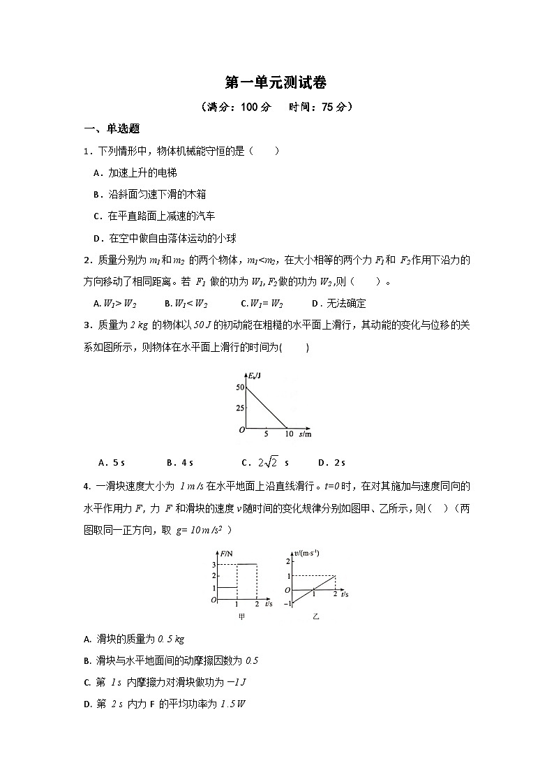 鲁科版（2019）高中物理选择性必修第二册 第一章 单元测试（原卷）第1页