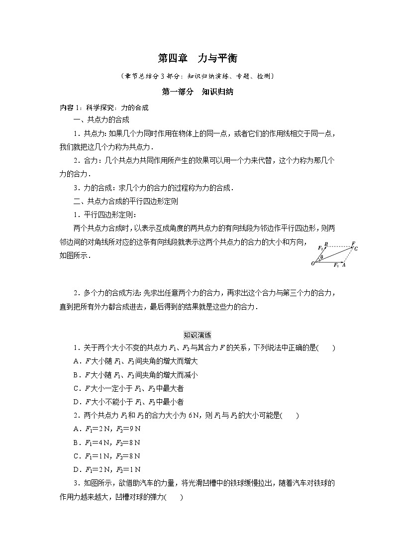 鲁科版（2019）高中物理必修第一册第四章《章节总结与检测》练习（原卷+解析卷）01