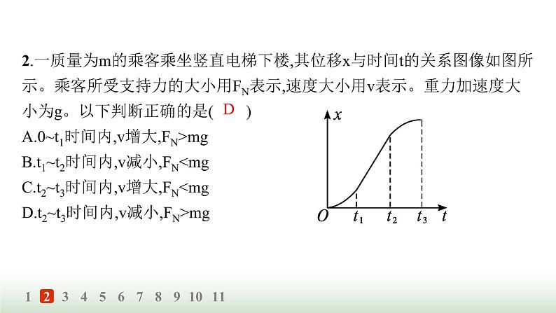 人教版高中物理必修第一册第4章运动和力的关系分层作业29超重和失重课件第4页