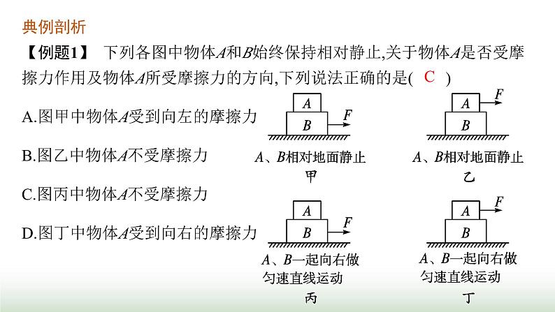 人教版高中物理必修第一册第3章相互作用力专题提升6摩擦力的综合分析课件07