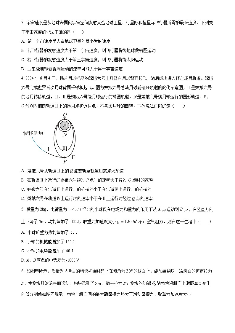 河南省创新发展联盟2023-2024学年高一下学期7月期末物理试题（原卷版）第2页