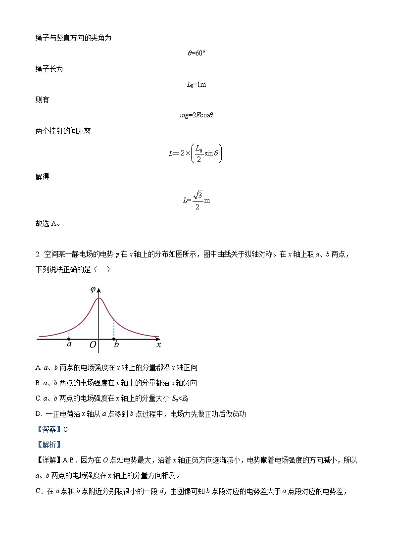 2024届山西省运城市芮城县三校高三下学期二模物理试卷（原卷版+解析版）02
