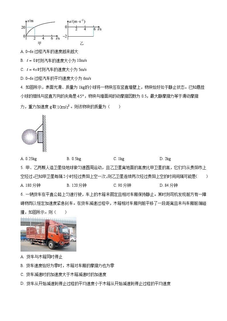 贵州省贵阳市2024-2025学年高三上学期摸底考试（8月）物理试题（原卷版）第2页