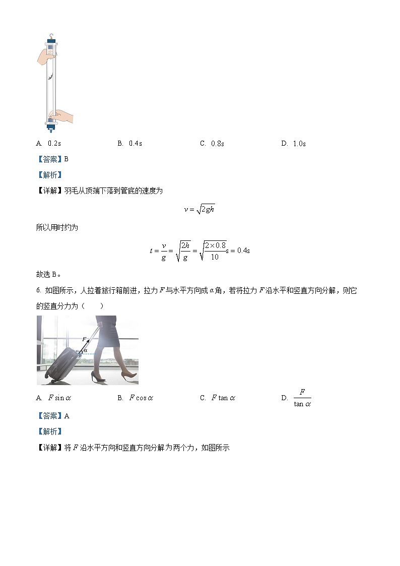 重庆市南开中学校2024-2025学年高一上学期开学物理试题（原卷版+解析版）03