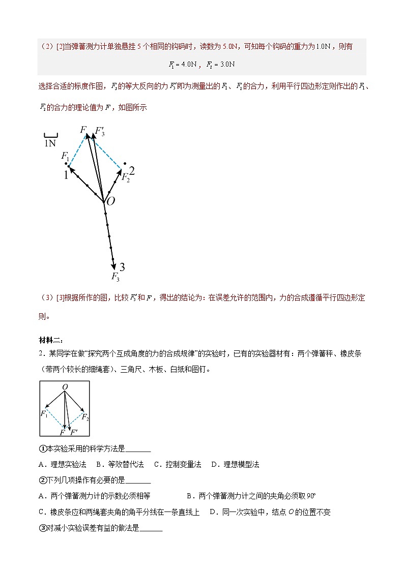 实验特训3 探究两个互成角度的力的合成规律（解析版）-2025高考物理一轮新题型综合特训（上海专用）02