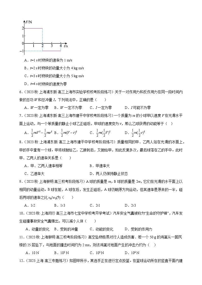 综合训练8 动量守恒定律（原卷版）-2025高考物理一轮新题型综合特训（上海专用）第2页