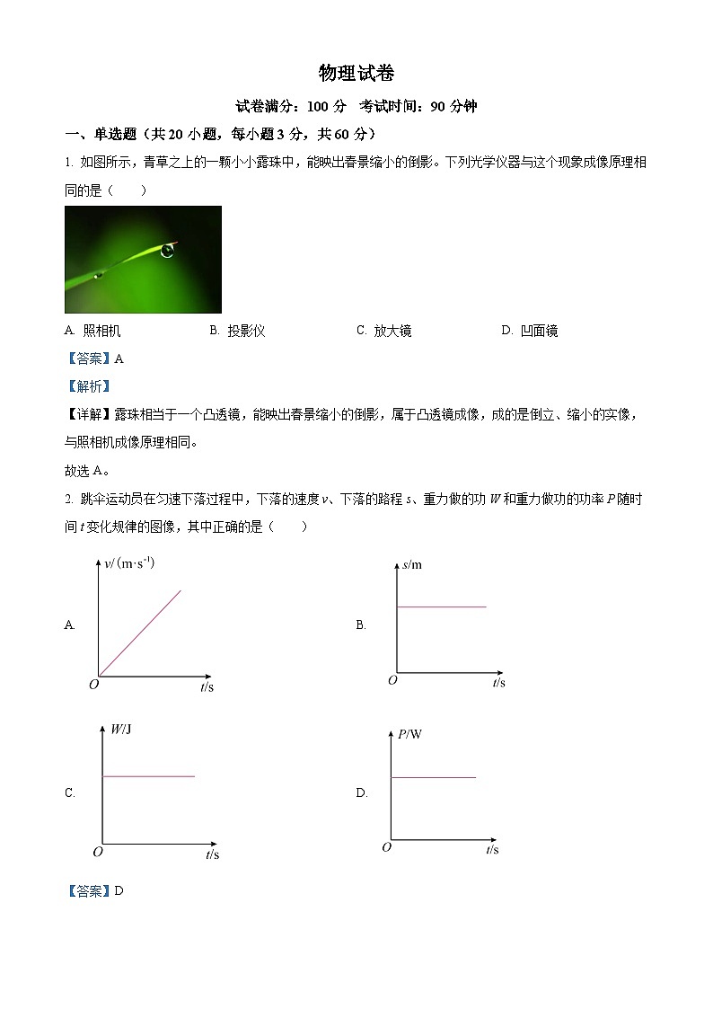 江西省临川第一中学2024-2025学年高一上学期开学考试物理试题（原卷版+解析版）01