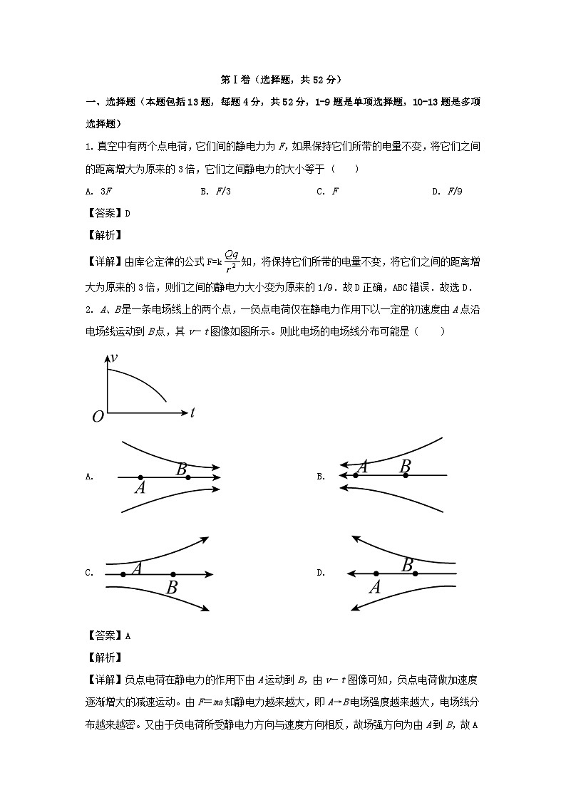 安徽省2022_2023学年高二物理上学期期中学业水平测试试卷含解析01