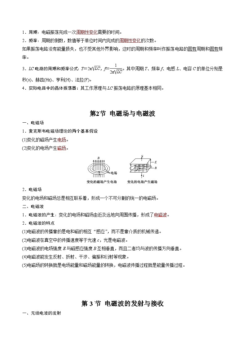 人教版（2019）高中物理选择性必修第二册 第四章《电磁振荡与电磁波》单元知识清单（原卷+解析卷）02