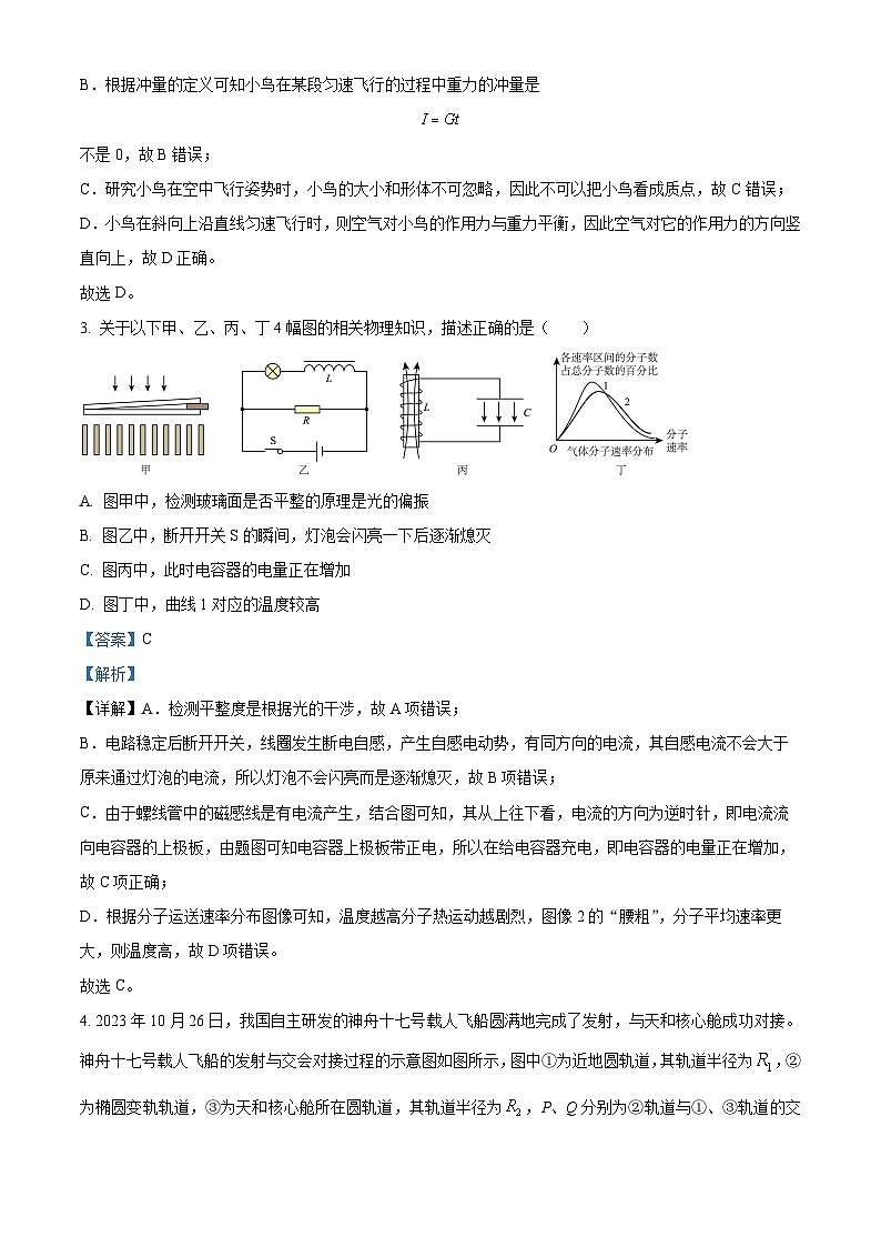 浙江强基联盟2023-2024学年高二下学期5月联考物理试卷 Word版含解析第2页