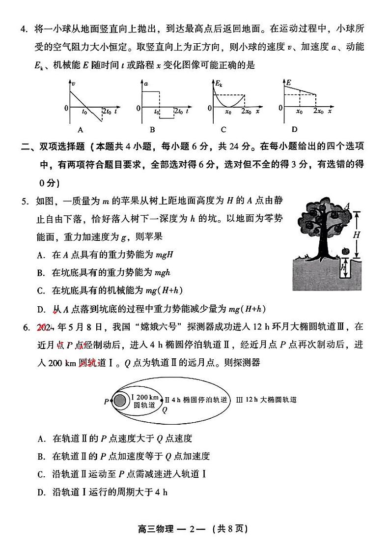 2025届福建省福州市高三上学期一模考试物理试题02