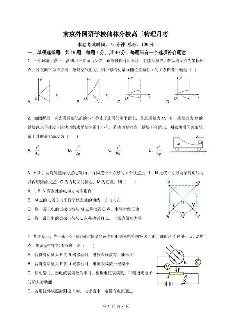 2022-2023南外仙林高三上10月月考-学生版第1页