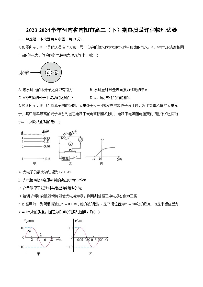 2023-2024学年河南省南阳市高二（下）期终质量评估物理试卷（含答案）01