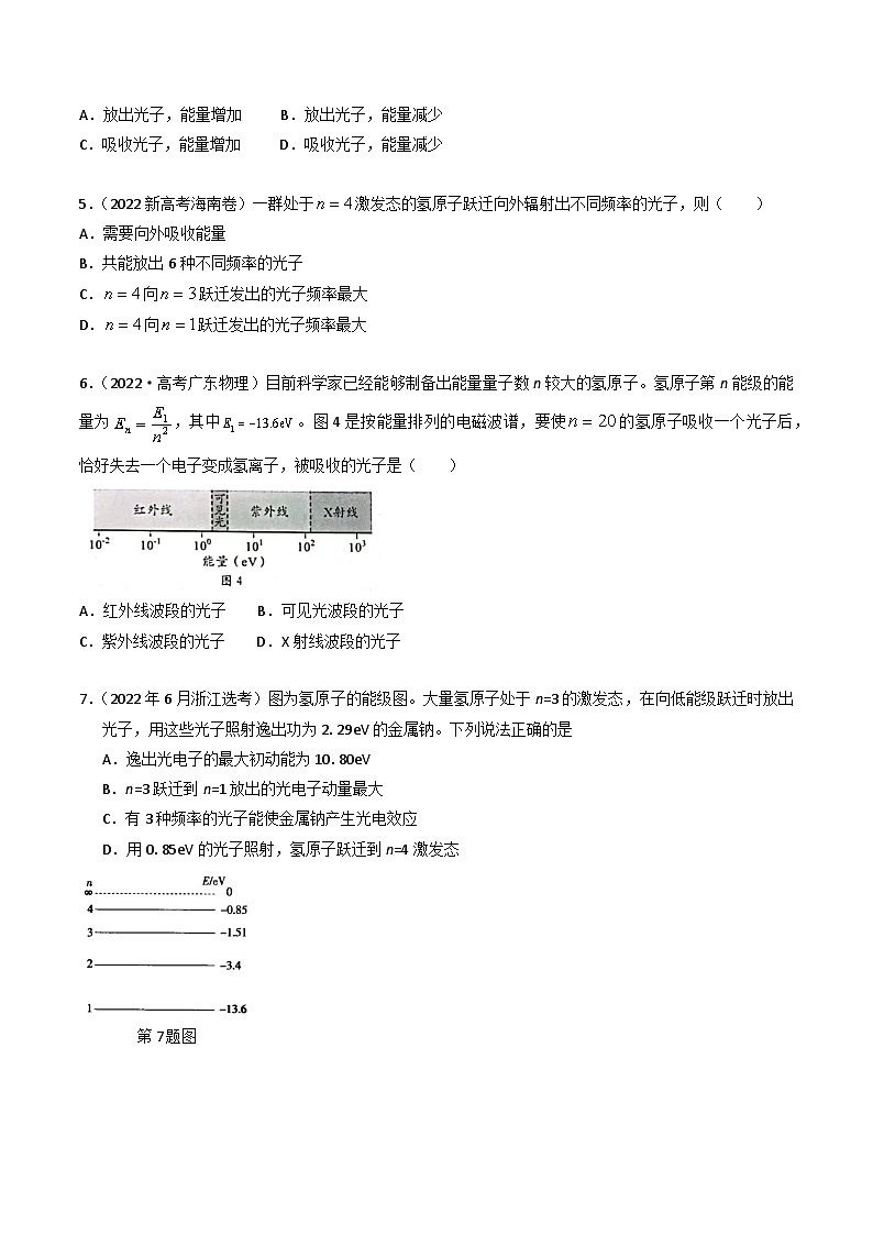 三年（2022-2024）高考物理真题分类汇编（全国通用）专题39原子结构和能级（原卷版）03