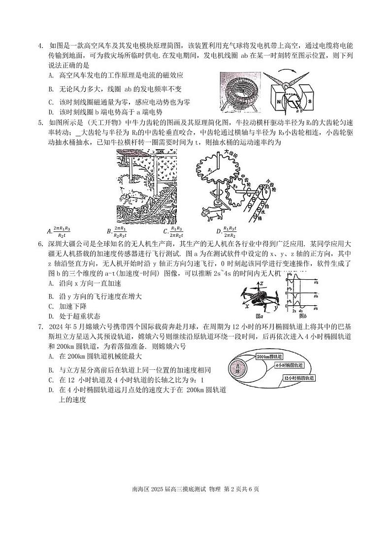 2025届广东省佛山市南海区高三上学期摸底测试（一模）物理试题第2页