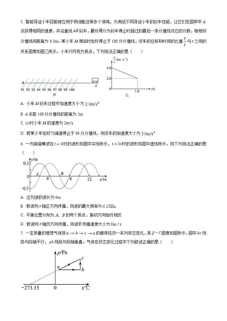 云南省昭通一中教研联盟2023-2024学年高二下学期期末质量检测物理试卷 A卷（原卷版）03