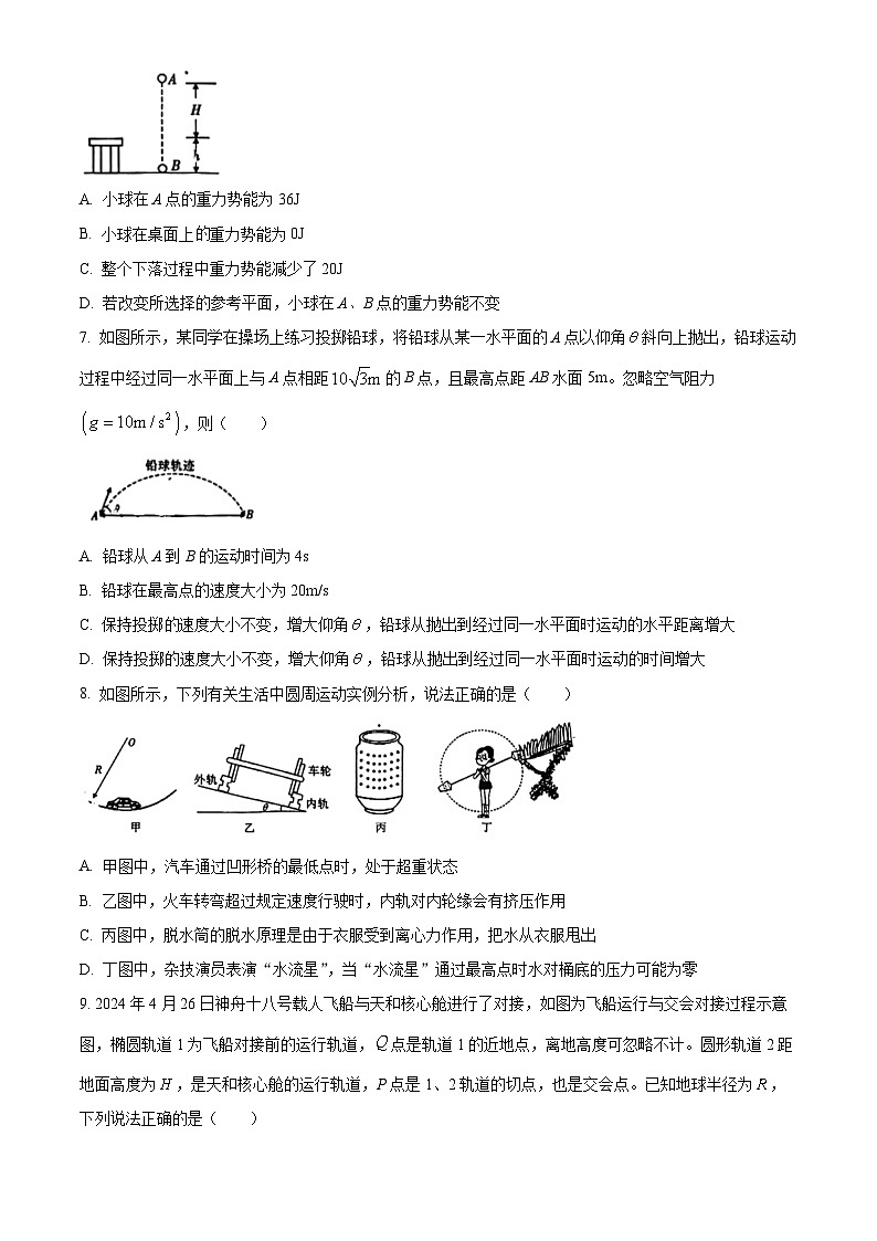 陕西省西安市临潼区2023-2024学年高一下学期期末质量监测物理试卷（原卷版）03