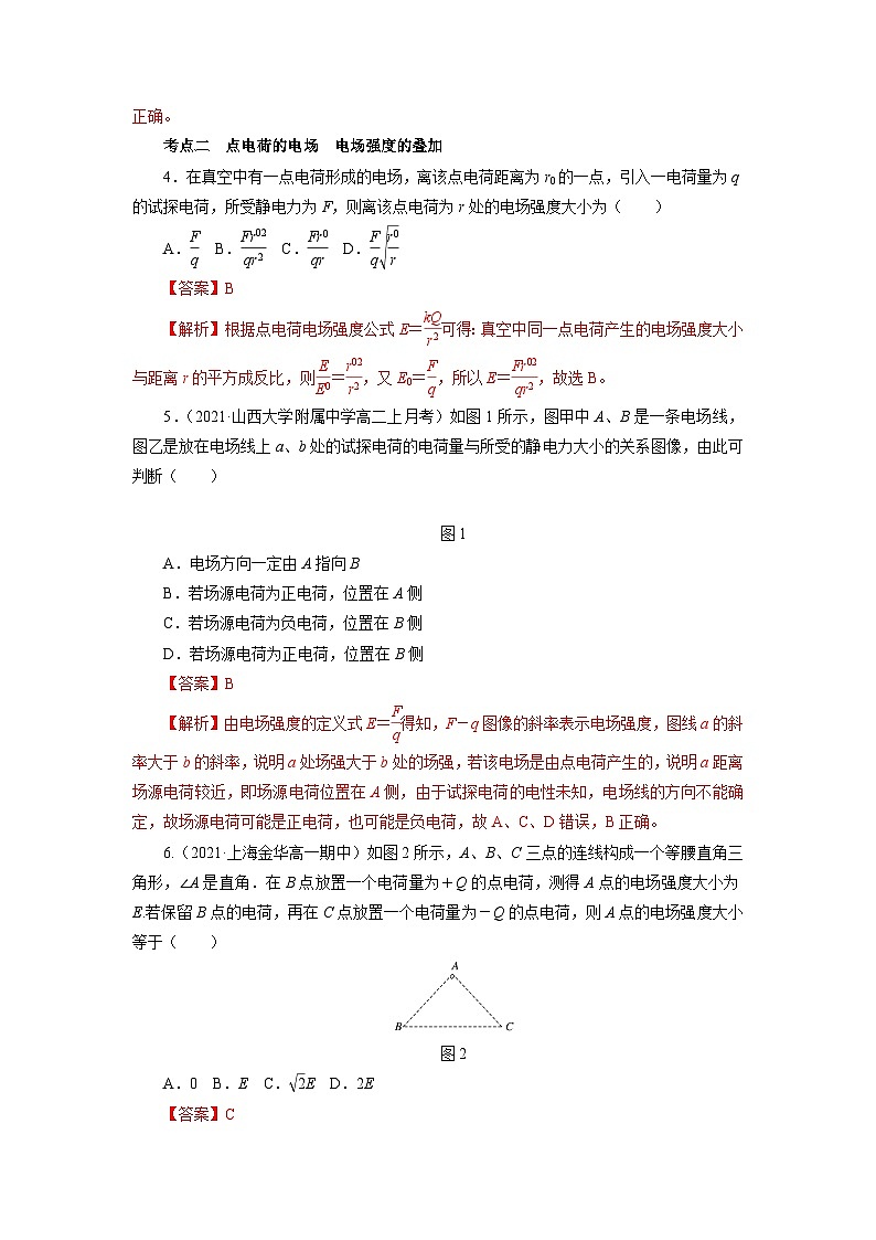 9.3 电场力 电场强度  第2课时 电场强度 （作业）（解析版）第2页