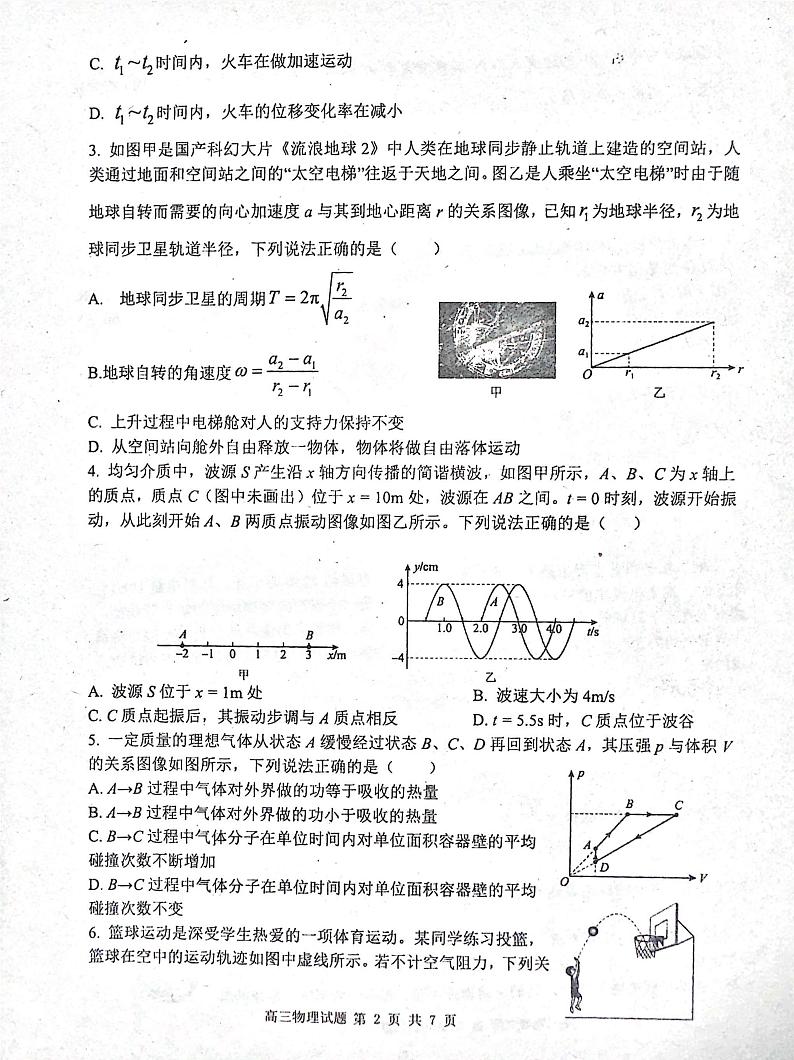 2025届江西省南昌市第十中学高三上学期摸底模拟考试物理试题第2页