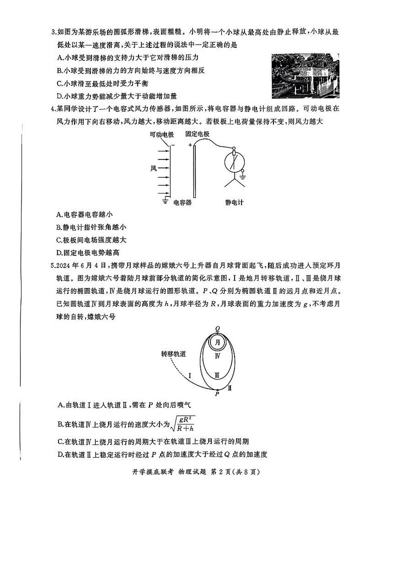 2025届高三开学摸底联考(物理)第2页