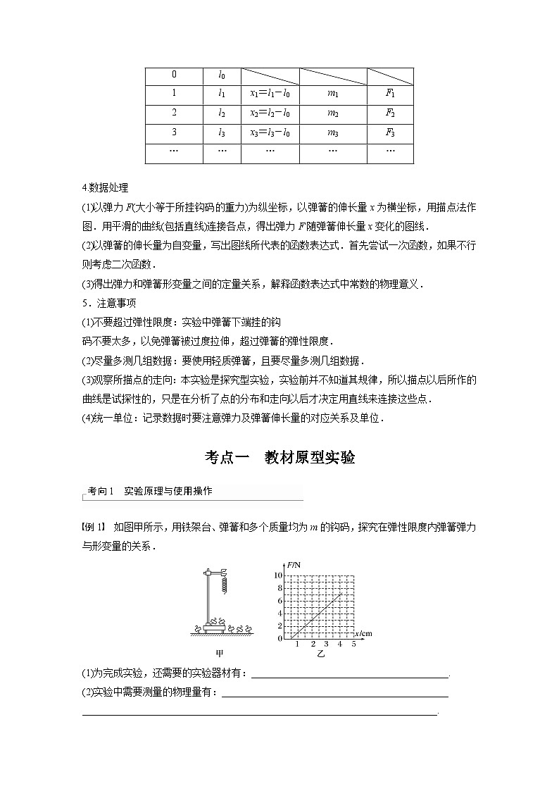 新高考物理一轮复习讲义 第2章 实验2　探究弹簧弹力与形变量的关系（原卷版）第2页
