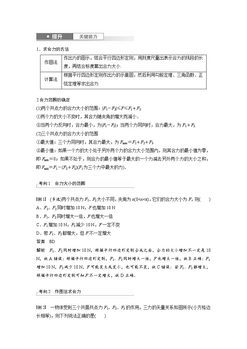 新高考物理一轮复习讲义 第2章 第3讲　力的合成与分解（教师版）第2页