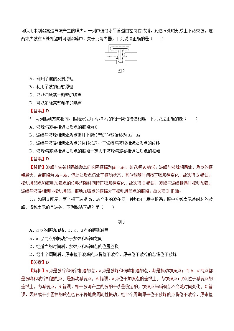 沪科版2020上海高二物理选修一 3.4机械波的干涉和衍射（分层练习）02