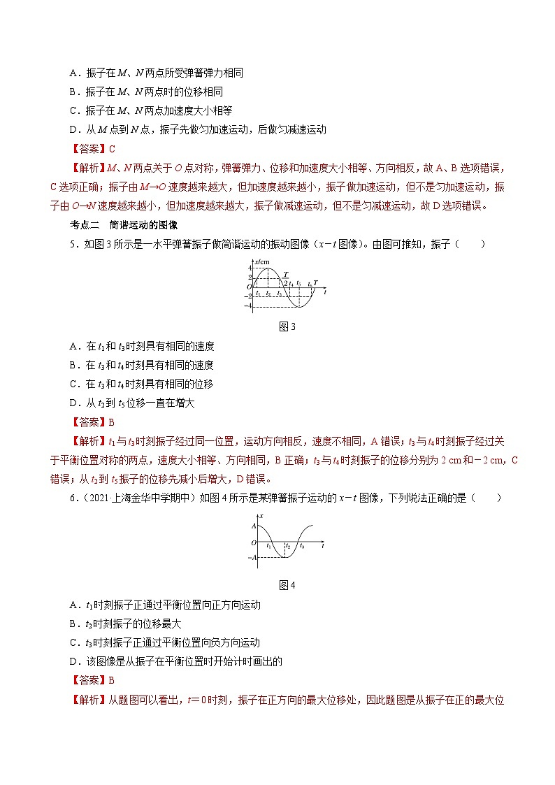 沪科版2020上海高二物理选修一 2.1机械振动简谐运动（练习）02