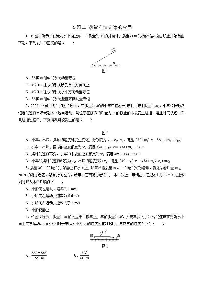 专题二 动量守恒定律的应用（原卷版）第1页