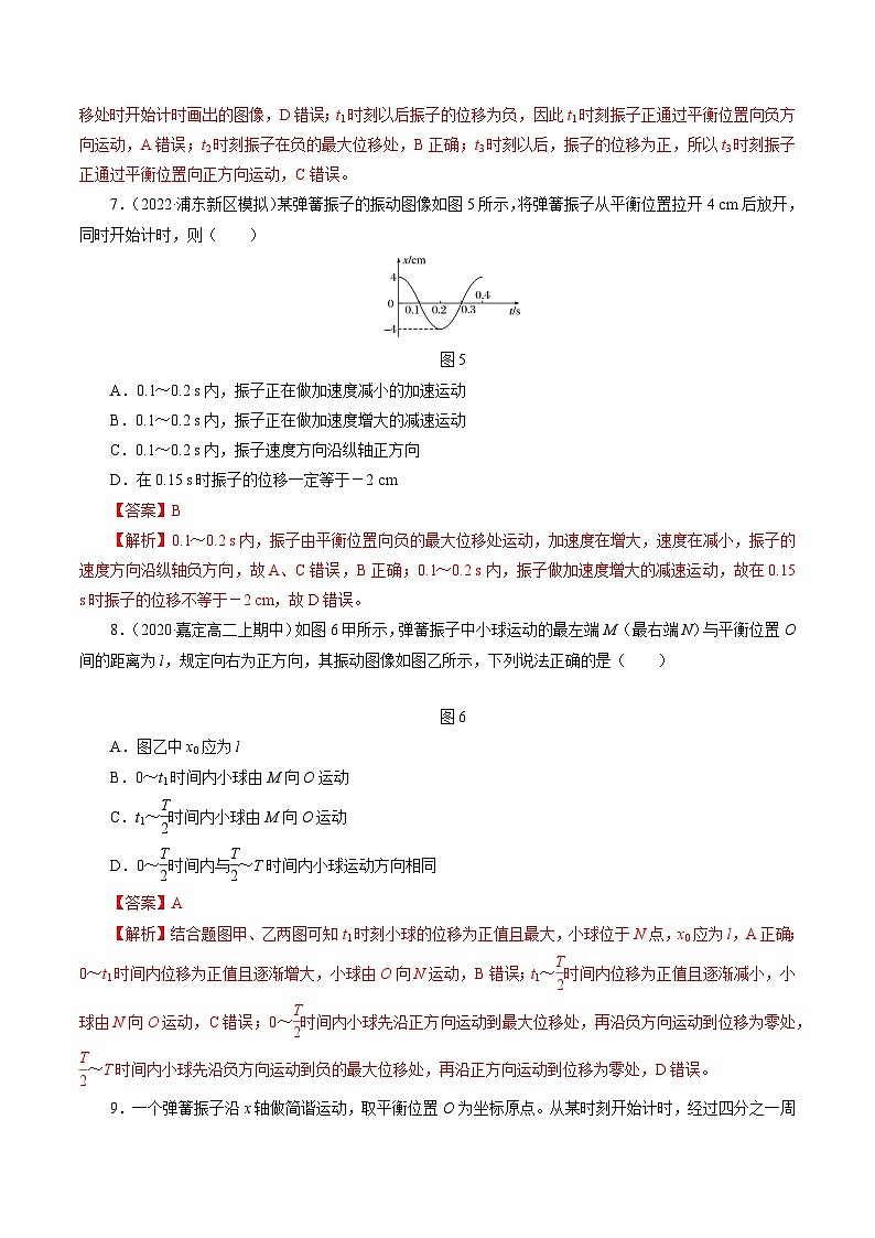 沪科版2020上海高二物理选修一 2.1机械振动简谐运动（练习）03