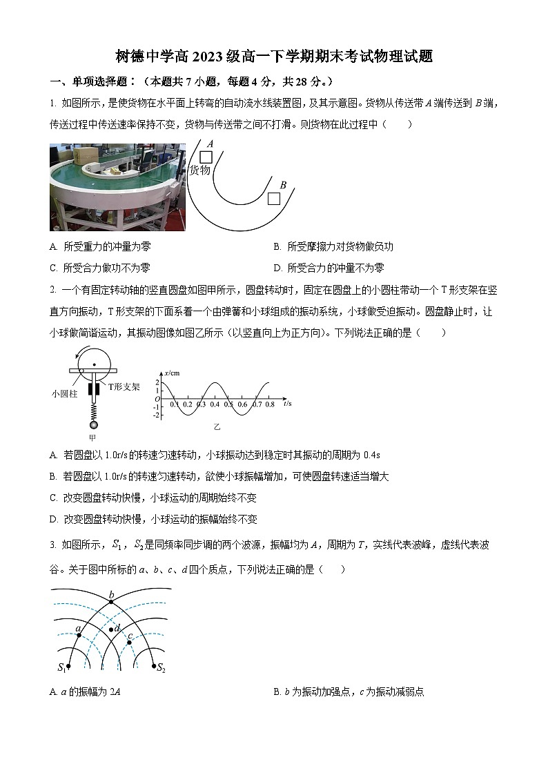 四川省成都市树德中学2023-2024学年高一下学期7月期末物理试题（Word版附解析）01