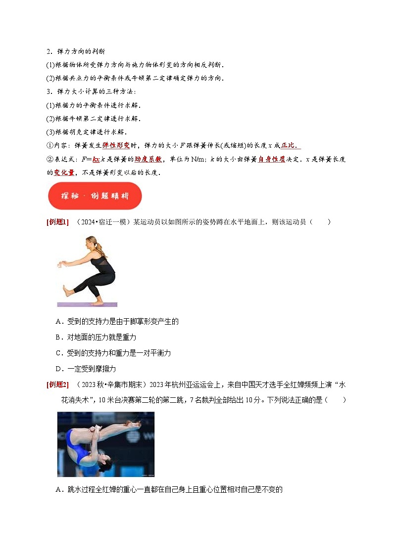 高考物理一轮复习考点精讲精练第3讲　重力 弹力 摩擦力（原卷版）第2页