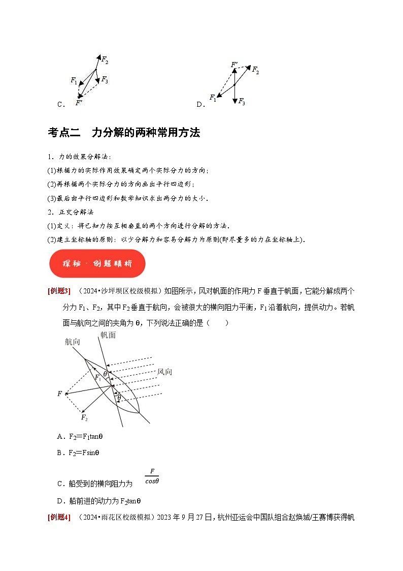 高考物理一轮复习考点精讲精练第4讲　力的合成和分解（原卷版）第3页