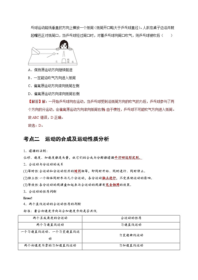 高考物理一轮复习考点精讲精练第8讲　曲线运动 运动的合成与分解（解析版）第3页