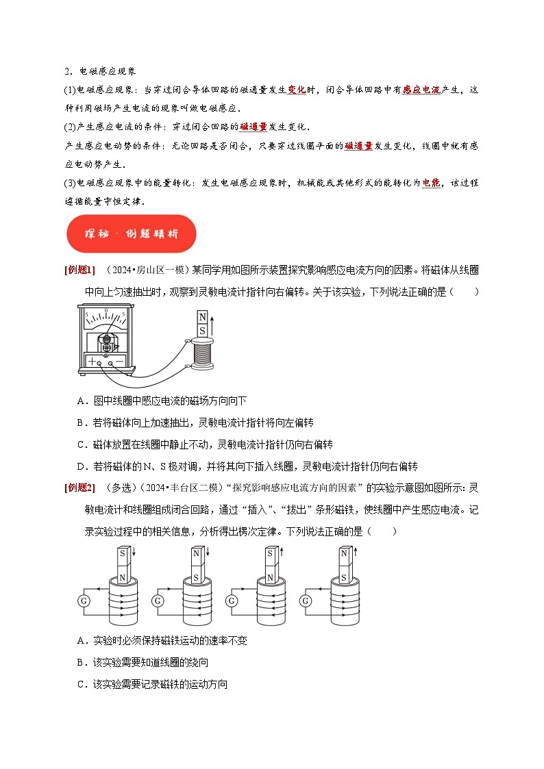 高考物理一轮复习考点精讲精练第23讲　电磁感应现象 楞次定律（原卷版）第2页