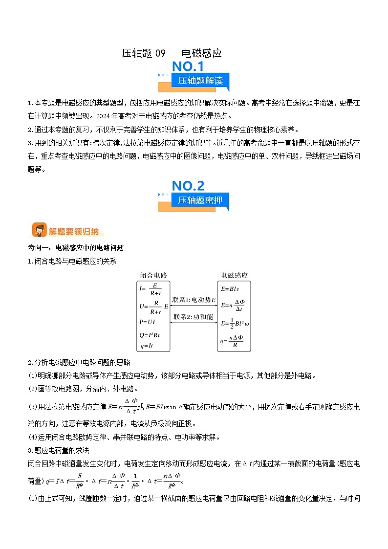 新高考物理三轮冲刺专项训练压轴题09 电磁感应（原卷版）第1页