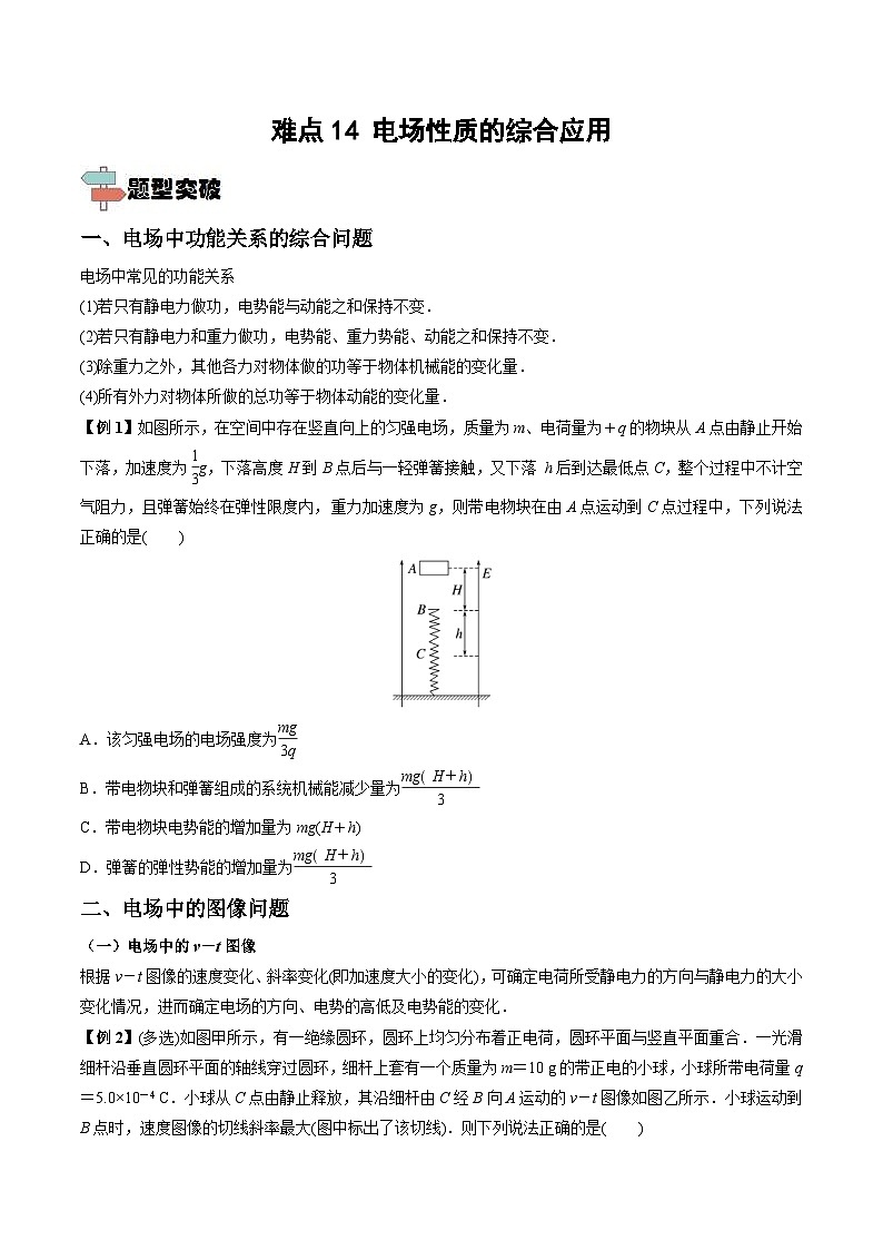 新高考物理一轮复习重难点练习难点14 电场性质的综合应用（原卷版）第1页