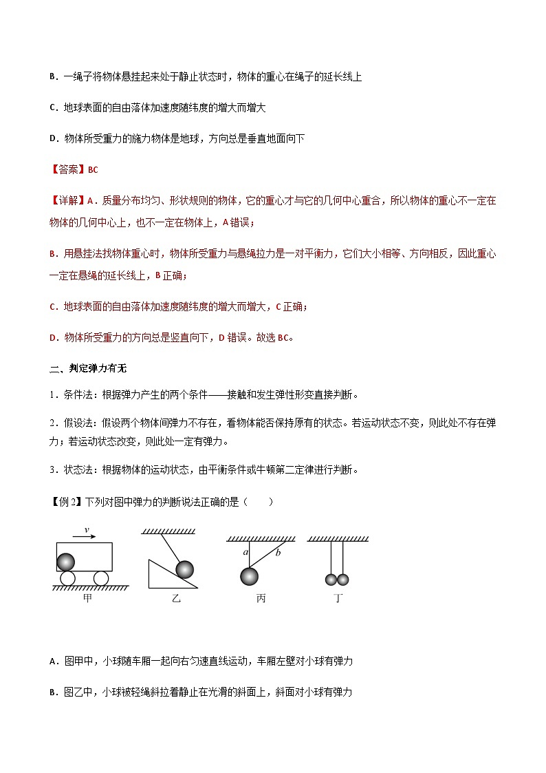 新高考物理一轮复习分层提升练习专题07 重力和弹力（2份打包，原卷版+解析版）02